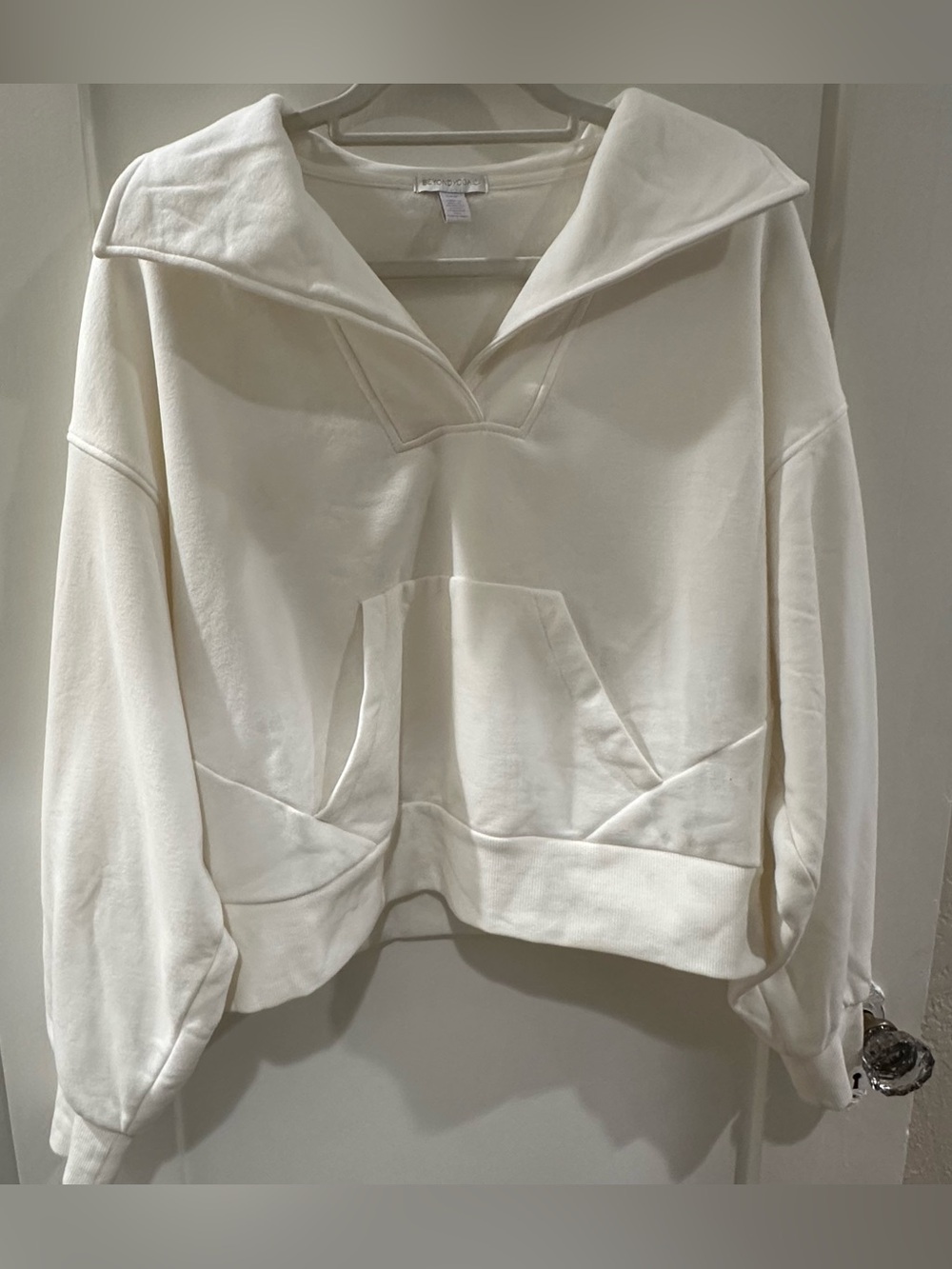 Beyond Yoga Ivory Sailor Collar Pullover Hoodie